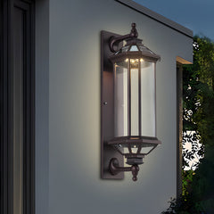 Retro Rectangular Ribbed Glass Solar Outdoor Wall Light