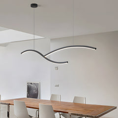 39.4"/47.2" Wide Black/White Wave Linear LED Pendant