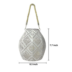Moroccan Portable & Hanging White Solar LED Outdoor Patterned Lantern