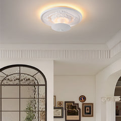 19.7-inch Round Gypsum Relief Dimmable LED Flush Mount Ceiling Light