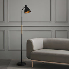 59 inch Houten en Metalen Boogvormige LED-Vloerlamp