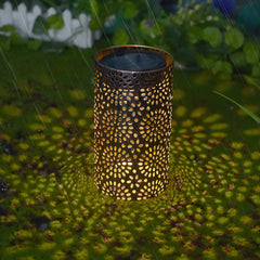 7.3-Inch H Metal Cut-Out Solar Outdoor Lantern