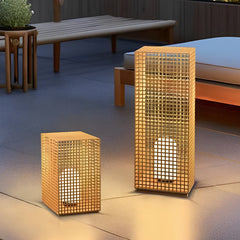 Square Creative Hollow LED Waterproof Gold Modern Solar Pathway Lights