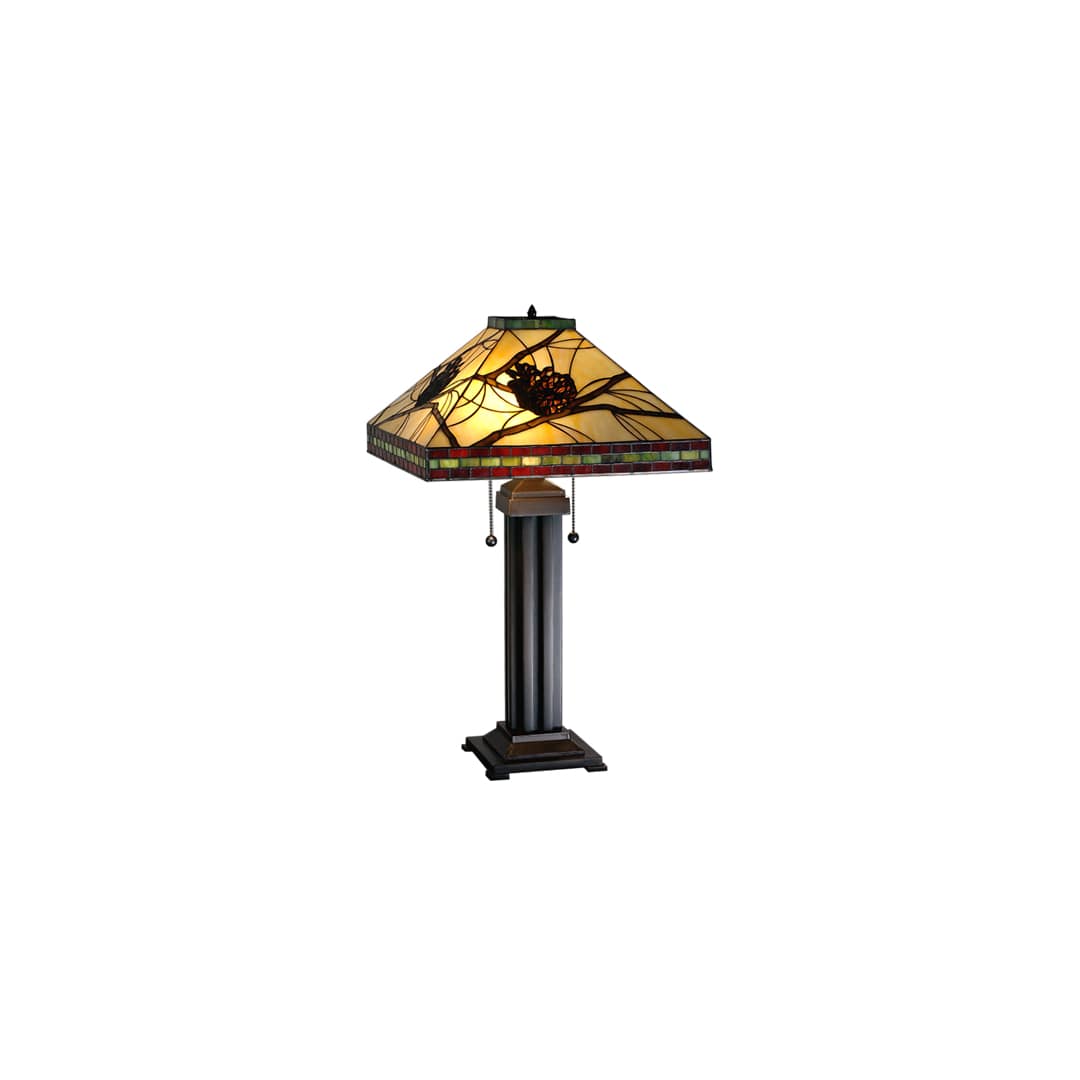 Lodge Southwest Vintage Style Tiffany Two Light Table Lamp