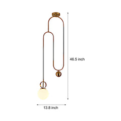 1-Light Gold Hanging Opal Glass Globe Pendant Light