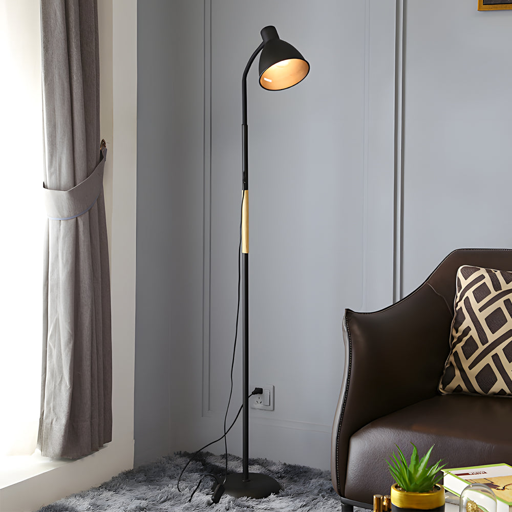 59 inch Houten en Metalen Boogvormige LED-Vloerlamp