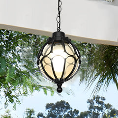 Glass Ball Aluminum Waterproof American Style Outdoor Chandelier Light