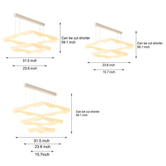 2/3 Square Rings Cream Style Three Step Dimming LED Modern Chandelier