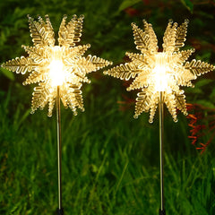2PCS Creative Snowflakes Decor Waterproof LED Solar Powered Lawn Light