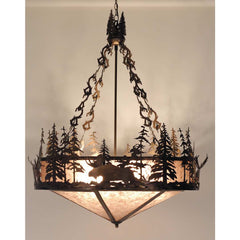 6-lichts 102 cm brede hanglamp met handgemaakte kap