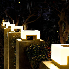 Minimalist Square Waterproof LED Black Modern Solar Post Caps Lights