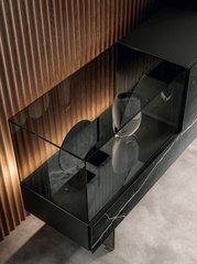 36e8 Glass Sideboard - Nero Marquina