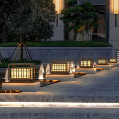 Square LED Waterproof Brown Modern Outdoor Deck Post Lights Pillar Light