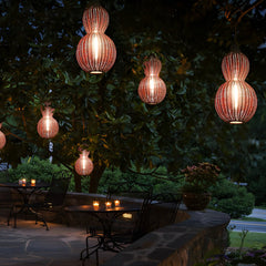 Woven Rattan Gourd Hanging Lamp Outdoor Pendant Light for Patio