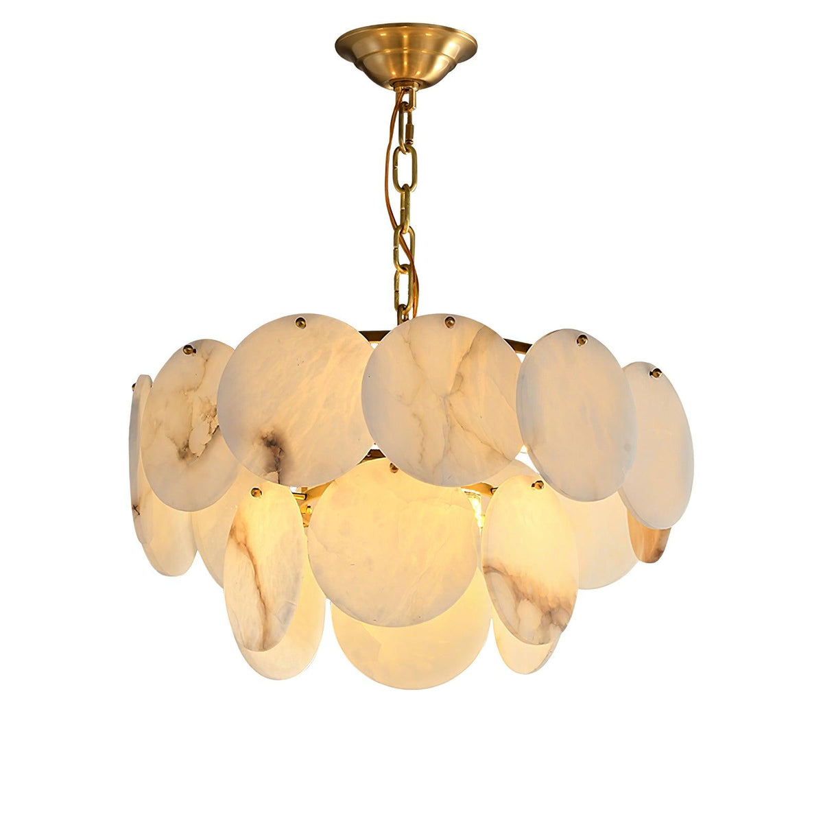 Alabaster Shell Brass Crown Chandelier