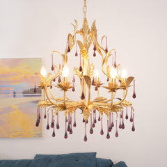 Amethyst Drops Glass Electrolier Chandelier