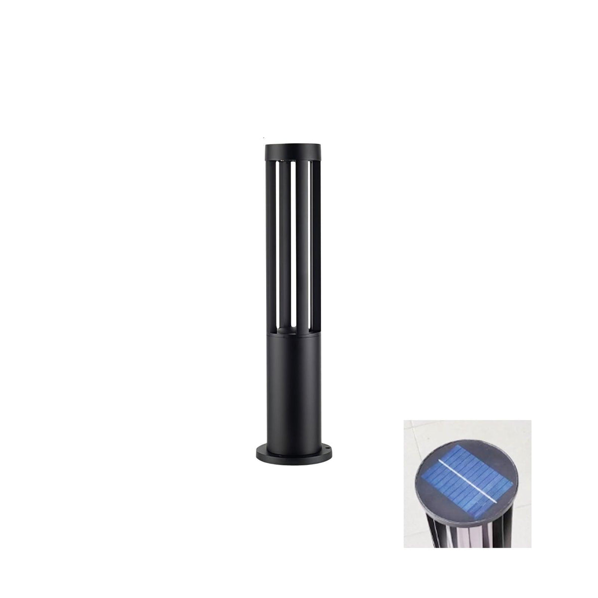 Black Cylindrical Solar Post light Outdoor Post Light