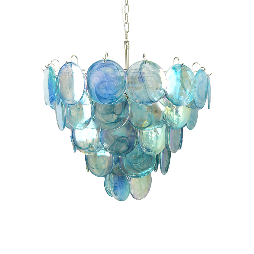 Blue Murano Disc Candelabrum Chandelier