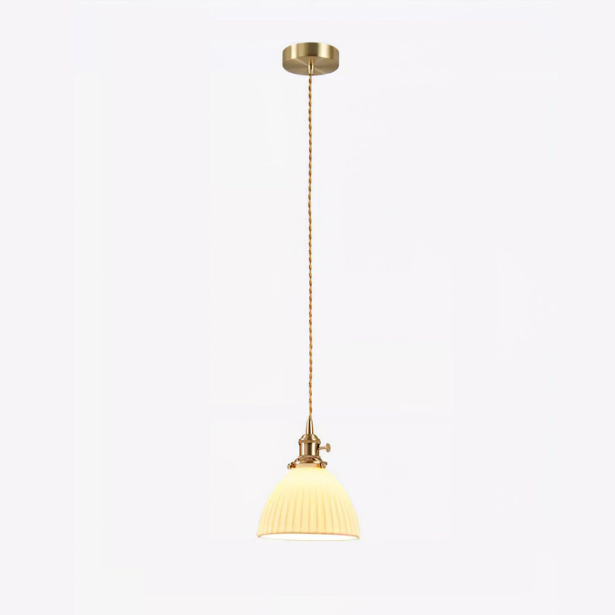 Brass Pleated Ceramic Hanging light Pendant Lamp