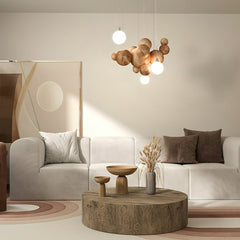 Bubble Wood Balls Gasolier Chandelier