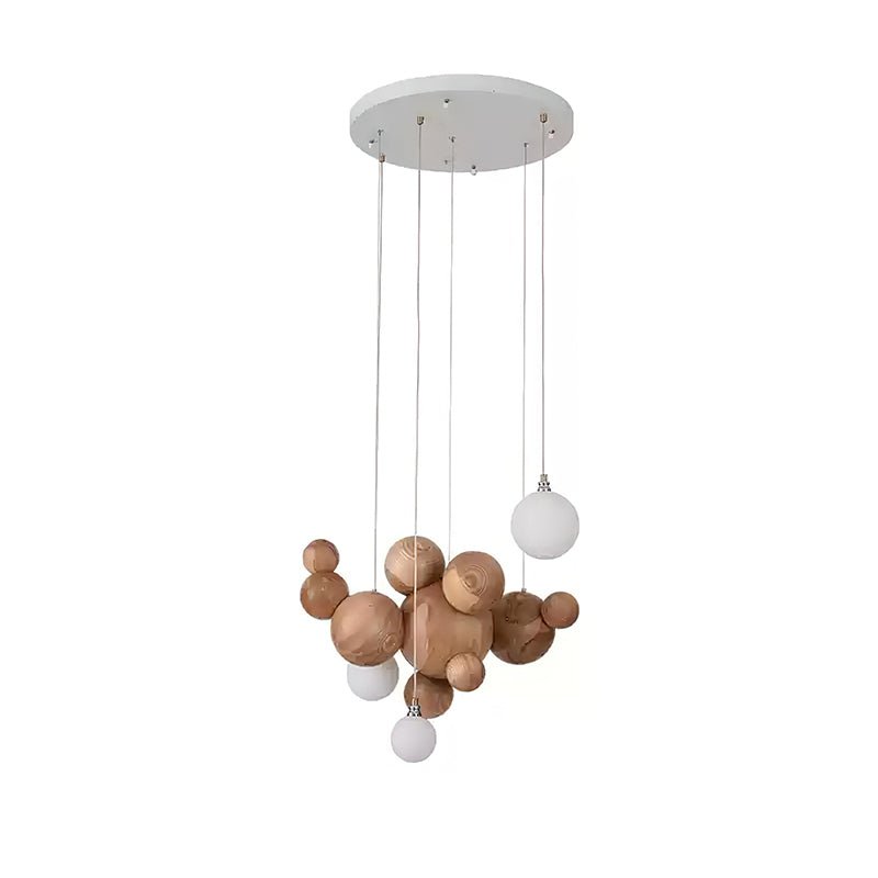 Bubble Wood Balls Gasolier Chandelier