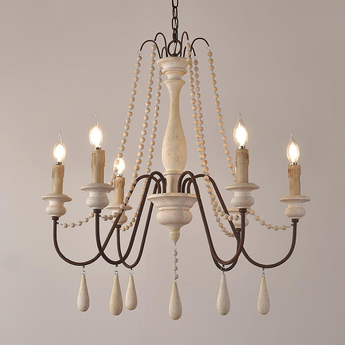 Candle Style Beaded Gasolier Chandelier