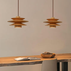 Cascade Wooden Disc Ceiling light fitting Pendant Lamp