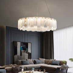 Celestial Alabaster Round Electrolier Chandelier