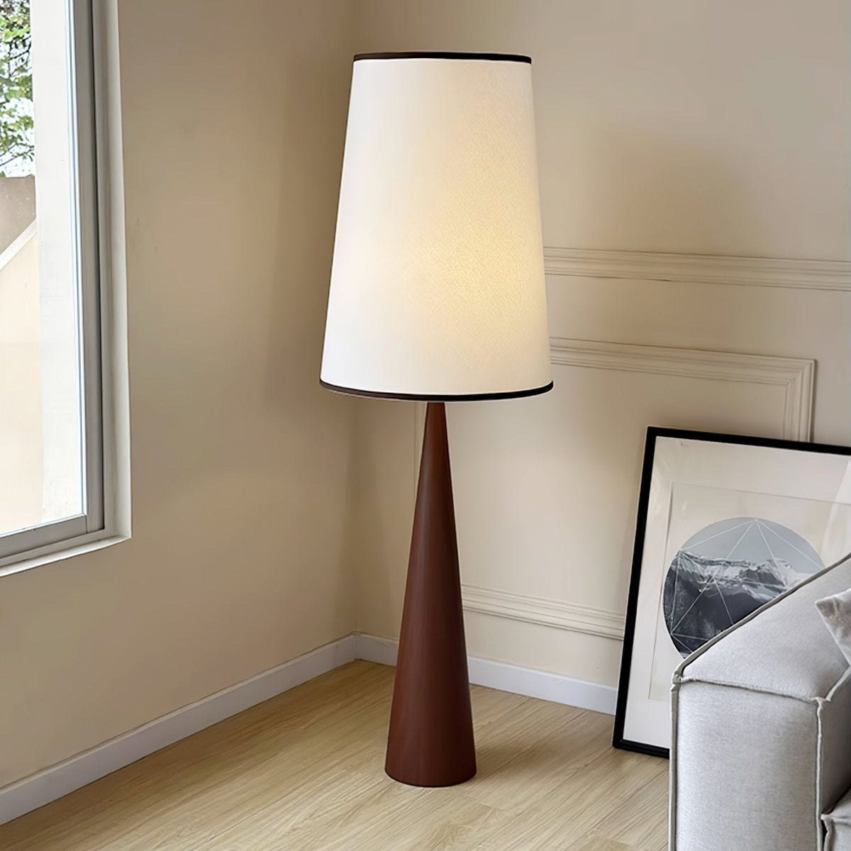 Faux Wood Conical Torchiere Lamp Floor Lamp