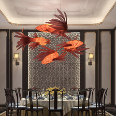 Crimson Swirl Koi Pendant light Chandelier