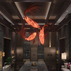 Crimson Swirl Koi Pendant light Chandelier