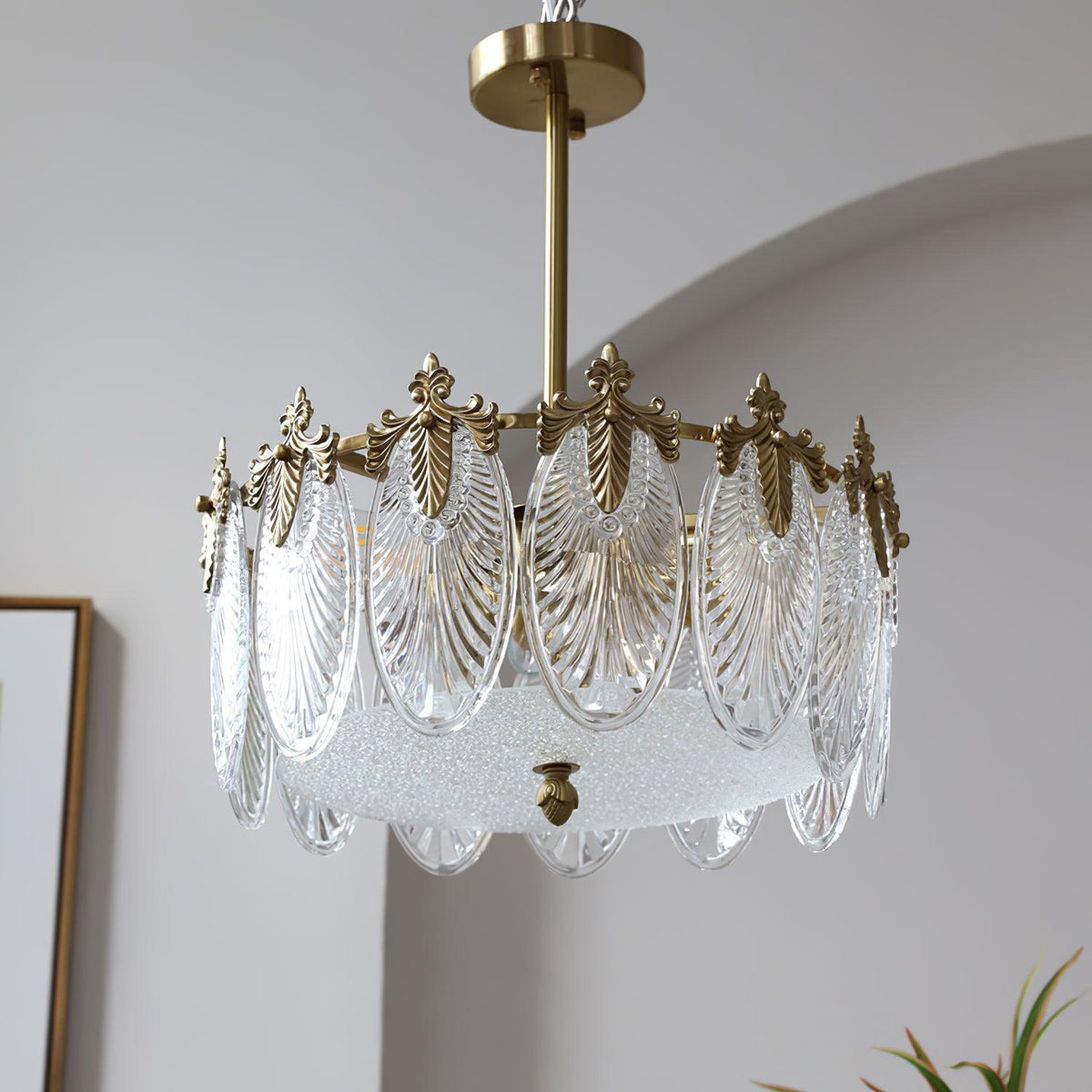 Decorative Pattern Glass Round Gasolier Chandelier