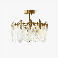 Decorative Pattern Glass Round Gasolier Chandelier