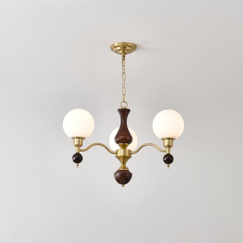 Globe Orb Wood Gasolier Chandelier