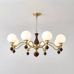 Globe Orb Wood Gasolier Chandelier