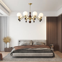 Globe Orb Wood Gasolier Chandelier