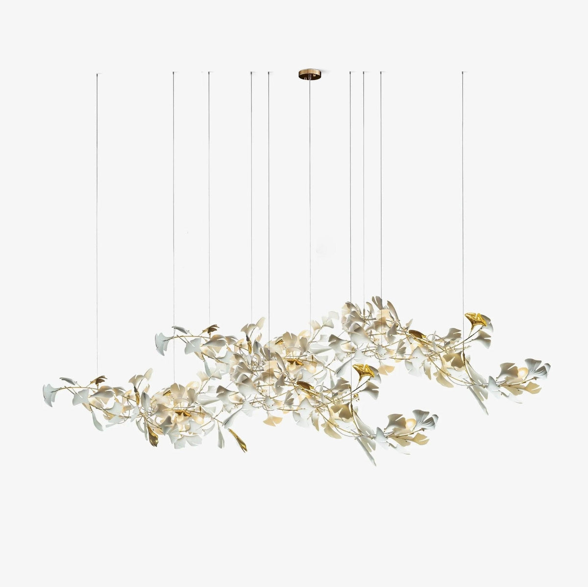 Gold White Leaves Combination Gingko Candelabrum Chandeliers