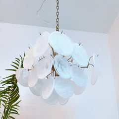 Isadora Murano White Disc Electrolier Chandelier