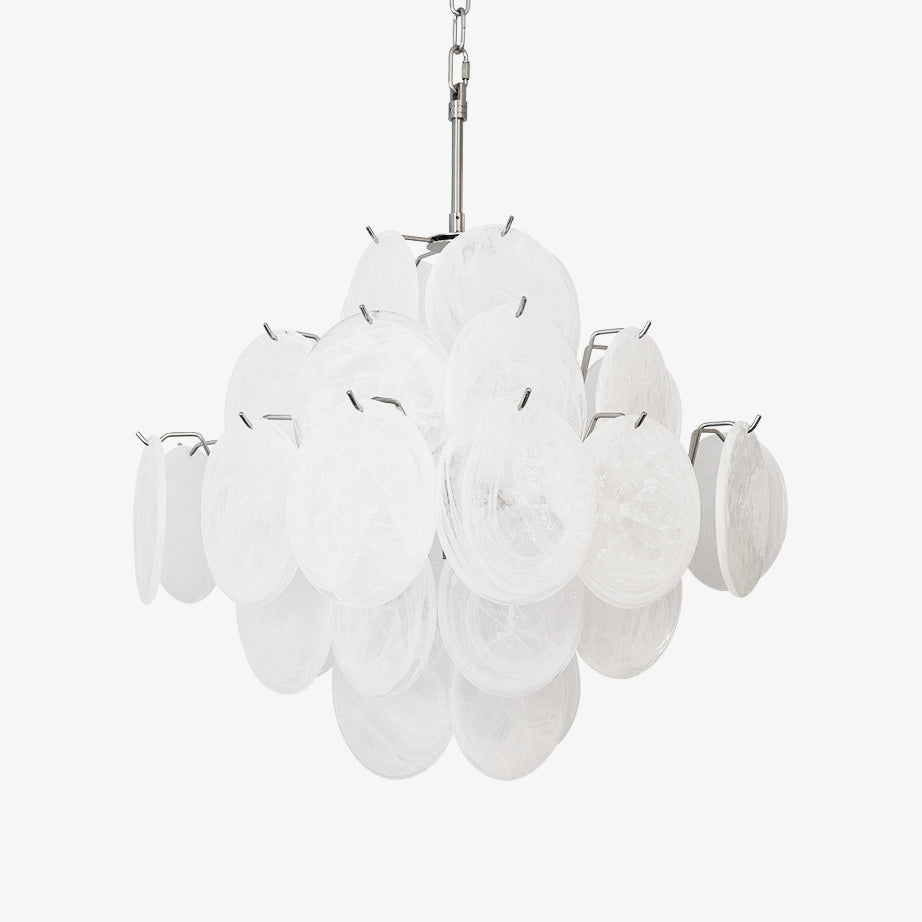 Isadora Murano White Disc Electrolier Chandelier