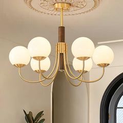 Midas Touch Walnut Sphere Pendant light Chandelier