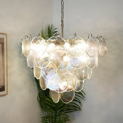 Murano Disc Iridescent Pendant light Chandelier