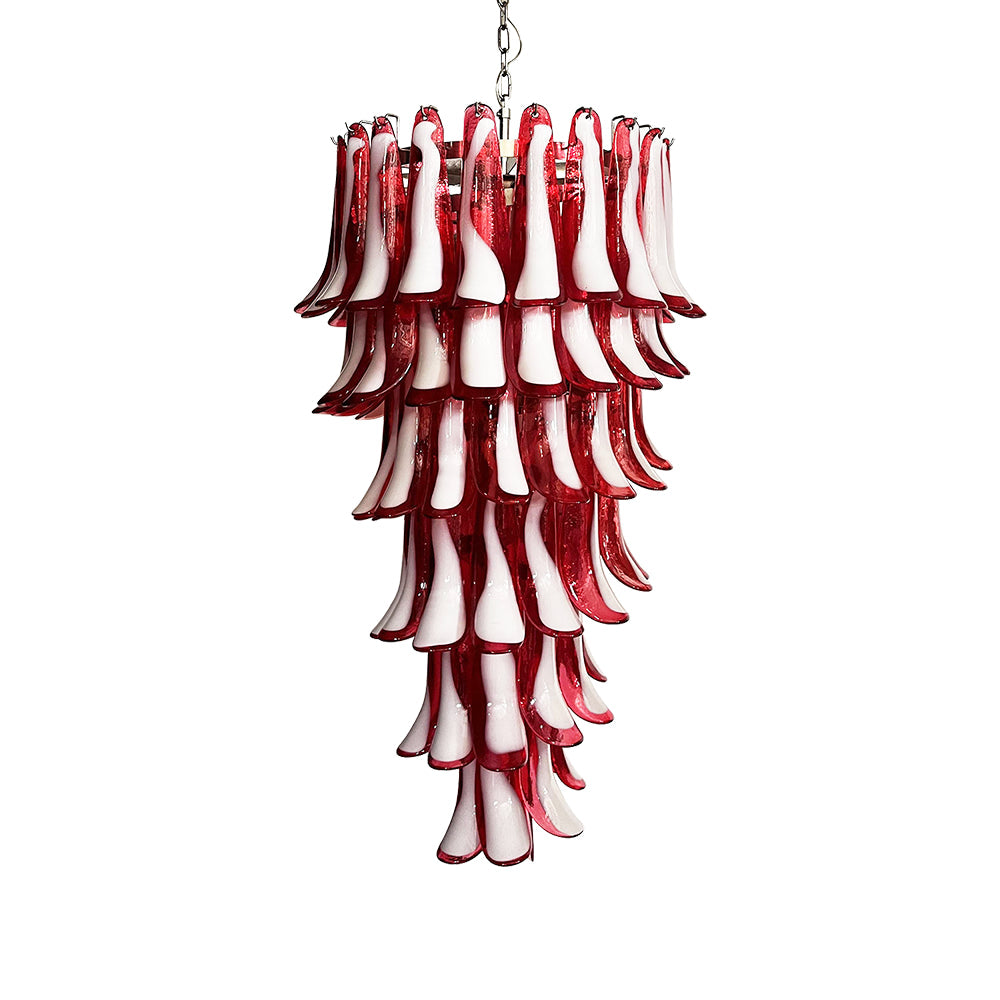 Murano Red Petals Spiral Gasolier Chandelier