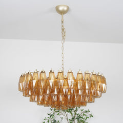 Murano Rhombus Amber Glass Gasolier Chandelier