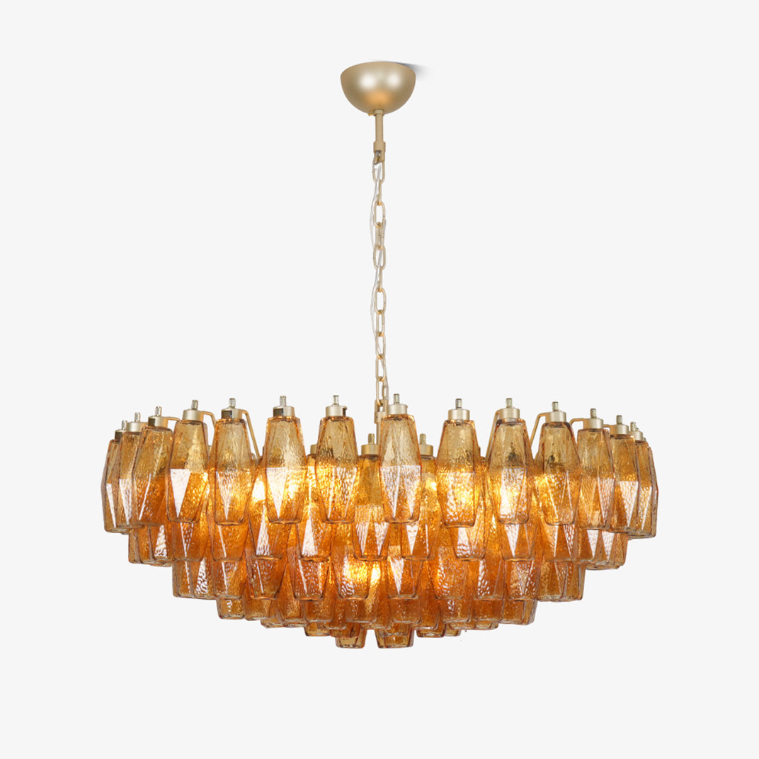 Murano Rhombus Amber Glass Gasolier Chandelier