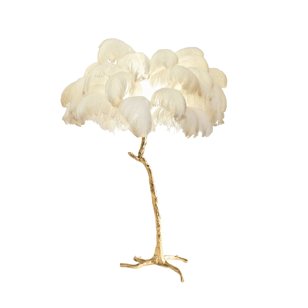 Ostrich Feather Brass Standing Lamp Floor Lamp