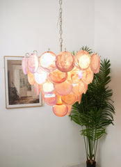 Pink Murano Disc Crown Chandelier