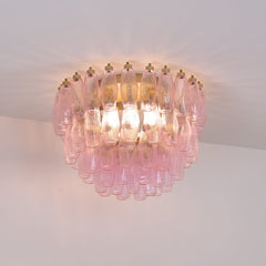 Poliedri Murano Pink Flush mount light Ceiling Light
