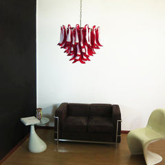 Red Glass Murano Petals Candelabrum Chandelier