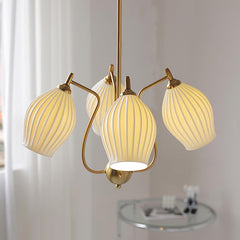 Ceramic Ribbed Gasolier Chandelier