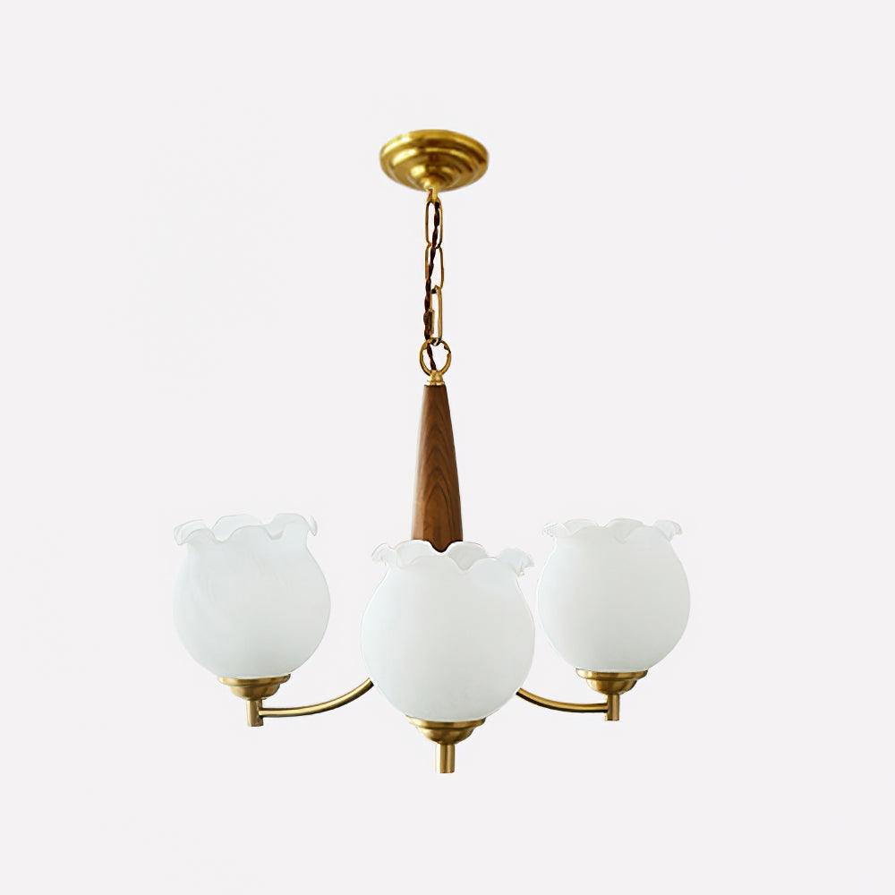 Tulips Glass Wood Crown Chandelier